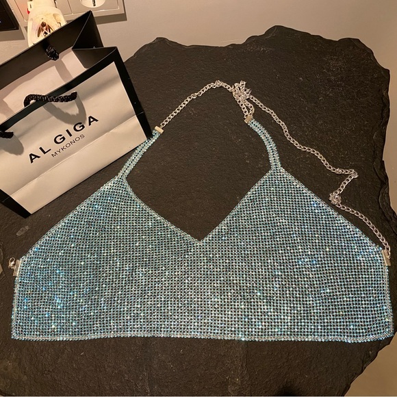 baby blue crystal halter top from Mykonos - Picture 2 of 4